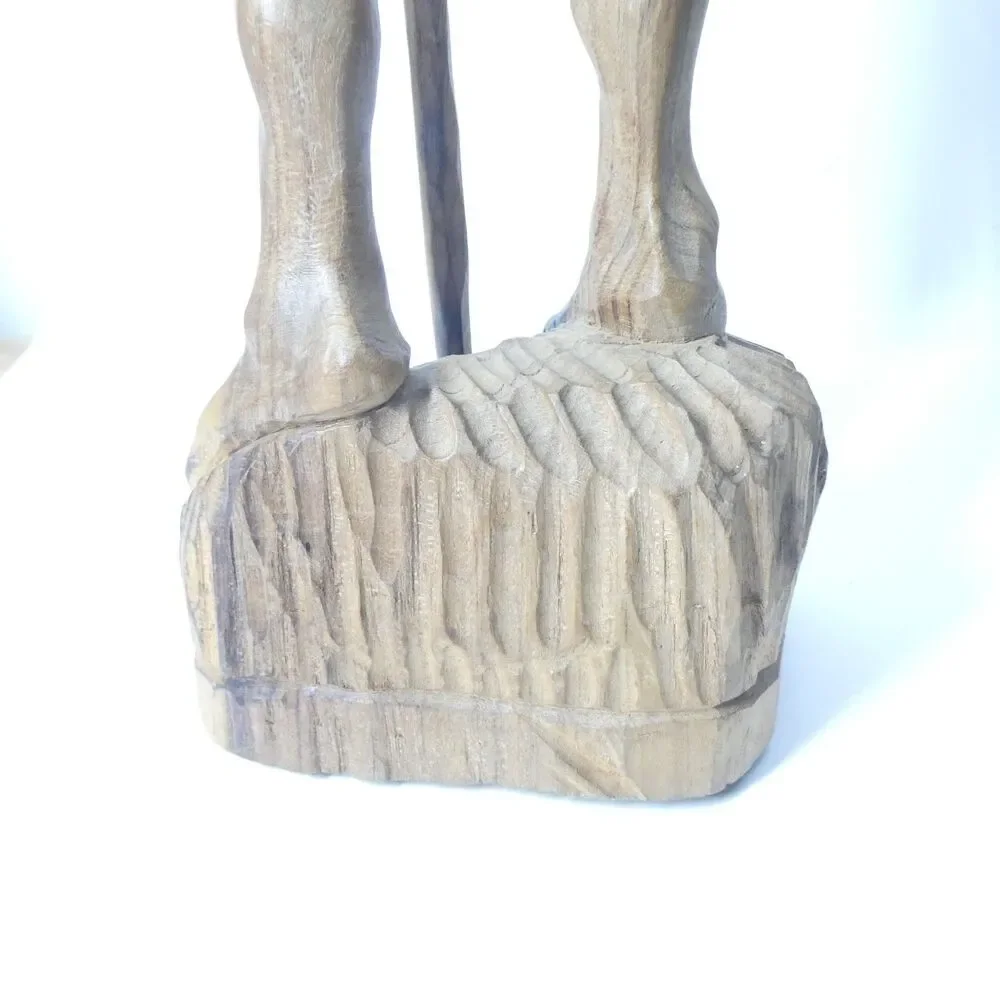 Carved Wooden Statue Hunter Warrior Man w/ Spear 17